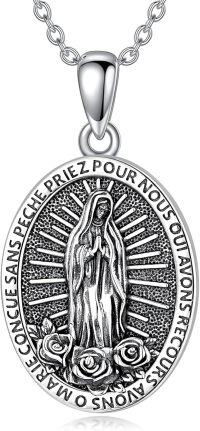 wholesale 925 Sterling Silver Guadalupe Virgin Mary Pendant Necklace 24 Chain-Virgin Mary