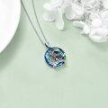 wholesale 925 Sterling Silver Blue Crystal Wolf Pendant Necklace Gifts for Men & Women-0-2