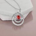 wholesale TOUPOP Sister Gifts From Sister Sterling Silver Double Circle Ruby Pendant Necklace With July Birthstone Jewerly Always My Sister Forever My Friend Birthday Christmas Gifts For Women Friends -0-5