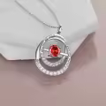 TOUPOP Sterling Silver Ruby Pendant Necklace Sister Gift-0-5