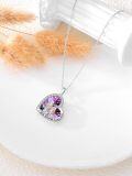 wholesale 925 Sterling Silver Purple Crystal Heart Pendant Mommy and Me Love You Forever Necklace Gifts for Women-0-3