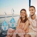 wholesale 925 Sterling Silver Turquoise Teardrop Leverback Earrings with CZ Accents-0-5