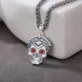 wholesale 925 Sterling Silver Red Eye Skull Pendant Gothic Punk Biker Necklace Halloween s for Men & Women-0-1