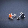 wholesale 925 Sterling Silver Orange Opal Starfish Stud Earrings - Ocean Beach  for Women & Girls-0-5