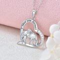 wholesale 925 Sterling Silver Dinosaur Heart Pendant Necklaces Blue Crystal Stone Gifts for Mom and Daughter-0-3