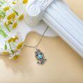wholesale 925 Sterling Silver Heart-Shaped Larimar Stone Anchor Pendant Necklace-0-3