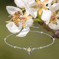 wholesale 925 Sterling Silver Honeybee with Sunflower Charm Ankle Bracelet for Women Gifts-0-5