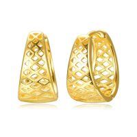 wholesale Gold-plated 925 Sterling Silver Geometric Pattern Hoop Earrings for Women-hollow hoop
