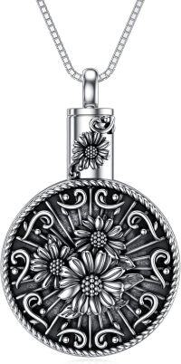 wholesale TOUPOP Oxidation Sunflower Urn Necklace For Ashes Cremation Jewelry For Ashes Memorial Jewelry Gift For Gilrs Women W/funnel Filler -undefined