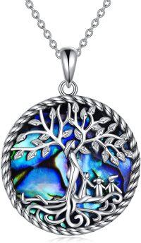 wholesale 925 Sterling Silver Abalone Shell Tree of Life Pendant Necklace for Women Christmas s-three and tree necklace