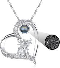 wholesale Sterling Silver Highland Cow Birthstone Necklace Jewelry Gifts for Women Girls-3-4-100 Language I Love You-3-4-100 Language I Love You