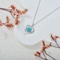 wholesale 925 Sterling Silver Turquoise Heart Pendant Necklace with Chain for Women-0-1