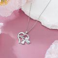 wholesale 925 Sterling Silver Heart Angel 444 Crystal Pendant Necklace-0-2