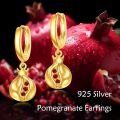 wholesale 925 Sterling Silver Gold Plated Red Crystal Pomegranate Drop Earrings-0-3