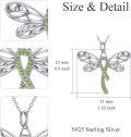 wholesale Sterling Silver & Austrian Crystal Green Ribbon Necklace for Mental Health & Cancer Awareness (23-31mm)-0-1