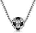 wholesale 925 Sterling Silver Black Enamel Soccer Ball Pendant Necklace Sports Gift for Him Her-0-0