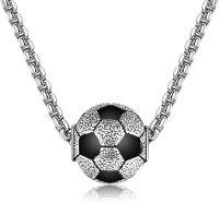 wholesale 925 Sterling Silver Black Enamel Soccer Ball Pendant Necklace Sports Gift for Him Her-Soccer