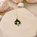 wholesale 925 Sterling Silver Black Enamel Ace of Spades Heart Pendant Necklace for Women-0-2