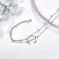 wholesale 925 Sterling Silver Layered Chain Bracelet with Anchor Design for Women-0-4