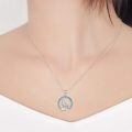 wholesale 925 Sterling Silver Blue Opal Wolf Howling Moon Pendant-0-4