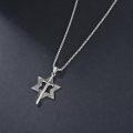 wholesale 925 Sterling Silver Protection Pendant with Star of David and Cross Charm on Box Chain Necklace for Men & Women-0-1