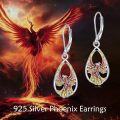 wholesale 925 Silver & Crystal Phoenix Teardrop Dangle Earrings for Women, Elegant Rebirth Bird Design, Gift for Her, 1.30 Pendant-0-2