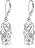 wholesale 925 Sterling Silver Teardrop Moissanite Celtic Knot Drop Earrings for Women-0-0