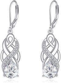 wholesale 925 Sterling Silver Teardrop Moissanite Celtic Knot Drop Earrings for Women-Moissanite Earrings