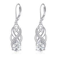 wholesale 925 Sterling Silver Teardrop Moissanite Celtic Knot Drop Earrings for Women-Moissanite Earrings