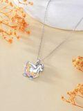 wholesale 925 Sterling Silver Colorful Crystal Flower Duck Pendant Necklace for Women Girls  45cm Chain Length-0-2