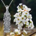 wholesale 925 Sterling Silver & Zircon Hawthorn May Birth Flower Urn Necklace for Ashes, Memorial Cremation Jewelry, 1.34 Pendant, 18 Chain, Gift Box-0-5
