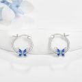 wholesale 925 Sterling Silver Blue Butterfly Huggie Hoop Earrings for Women Girls Gift Idea-0-2