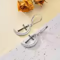 TOUPOP Sterling Silver Moon Cross Dangle Hoop Leverback Punk Earrings-0-2