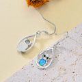 wholesale 925 Sterling Silver Blue Opal Teardrop Owl Dangle Earrings Gifts for Women-0-3