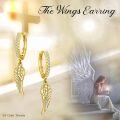 wholesale Gold 925 Sterling Silver Angel Wing Feather Cross Dangle Drop Earrings for Women Men 925 Fine Jewelry Minimalist Gift Idea-0-5