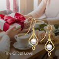 wholesale 14K Gold Celtic Pearls Drop Dangle Hook Earrings with Swirls and Butterflies-0-20
