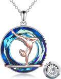 wholesale 925 Sterling Silver Blue Crystal Heart Pendant Necklace with Gymnast Design-0-0