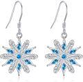 wholesale 925 Sterling Silver Blue Crystal Snowflake Drop Earrings - Winter  for Her-0-0