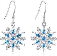 wholesale 925 Sterling Silver Blue Crystal Snowflake Drop Earrings - Winter  for Her-Snowflake