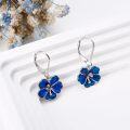 wholesale 925 Sterling Silver Blue Enamel Hibiscus Flower Drop Earrings-0-2