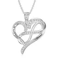 TOUPOP Sterling Silver Infinity Heart Necklace with Stones-undefined