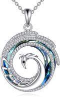 wholesale 925 Sterling Silver Blue Crystal Phoenix Rebirth Pendant Necklace-0-0