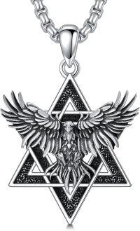 wholesale 925 Sterling Silver Eagle Star Triangle Pendant Necklace s for Women and Men-Eagle