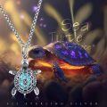 wholesale 925 Sterling Silver Sea Turtle Pendant With Turquoise Shell Charm-0-5