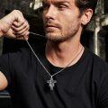 wholesale 925 Sterling Silver Cross Angel Pendant Necklace  Religious Protection Amulet Jewelry for Men-0-1