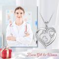 wholesale 925 Sterling Silver Heart-Shaped Pendant with Diamonds and Stethoscope Design - Perfect Gift for Nurses & Doctors-0-2