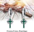 wholesale Sterling Silver Cross Hoop Earrings with Crown of Thorns for Men Women-0-11