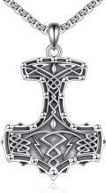 wholesale 925 Sterling Silver Norse Mjolnir Pendant with Celtic Knot Design - Viking Thors Hammer Necklace for Men & Women -0-0