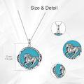 wholesale 925 Sterling Silver Natural Turquoise Running Horse Pendant Necklace-0-4