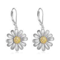 wholesale 925 Sterling Silver Daisy Flower Teardrop Dangle Leverback Earrings for Women-Daisy
